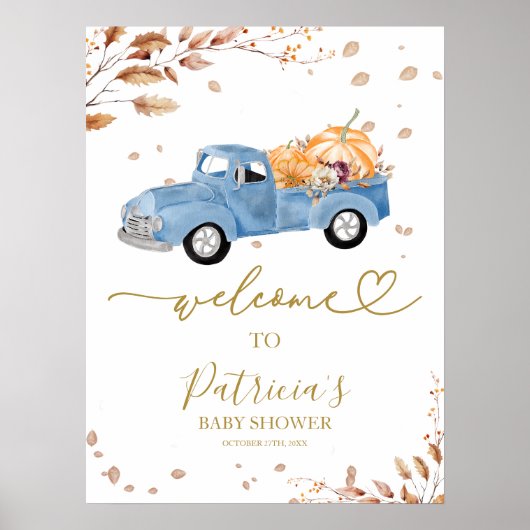 Pumpkin Herfst Baby shower Welkomstbord Poster (Voorkant)
