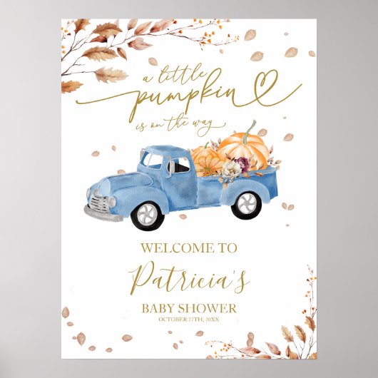 Pumpkin Herfst Baby shower Welkomstbord Poster (Voorkant)
