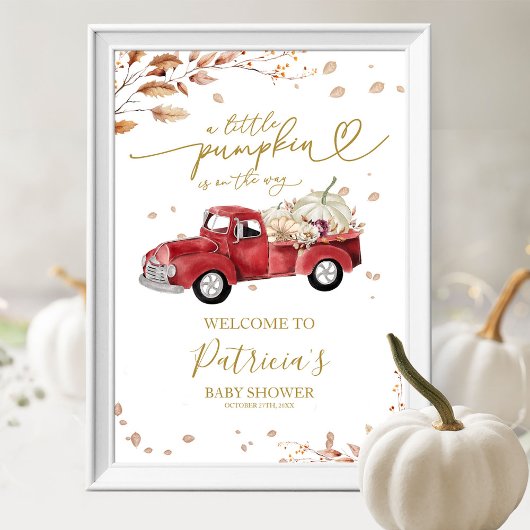 Pumpkin Herfst Baby shower Welkomstbord Poster