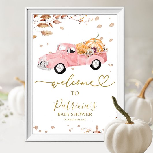 Pumpkin Herfst Baby shower Welkomstbord Poster