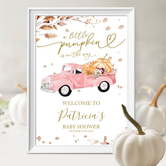 Pumpkin Herfst Baby shower Welkomstbord Poster