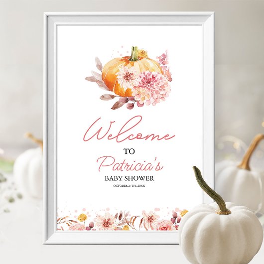 Pumpkin Herfst Baby shower Welkomstbord Poster