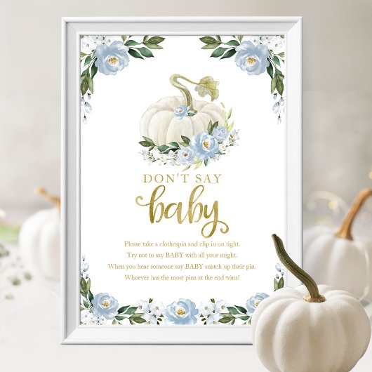 Pumpkin Herfst Baby shower Zeg geen Baby Poster