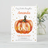 Pumpkin Herfst Birthday Invitation Gold Kaart (Staand voorkant)