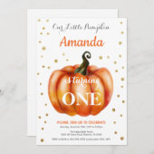 Pumpkin Herfst Birthday Invitation Gold Kaart (Voorkant / Achterkant)
