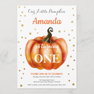 Pumpkin Herfst Birthday Invitation Gold Kaart