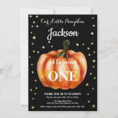 Pumpkin Herfst Birthday Invitation Gold Kaart (Voorkant)