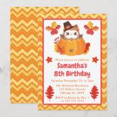 Pumpkin-Herfst Birthday, Kinder hoenders en pompoe Kaart (Voorkant / Achterkant)