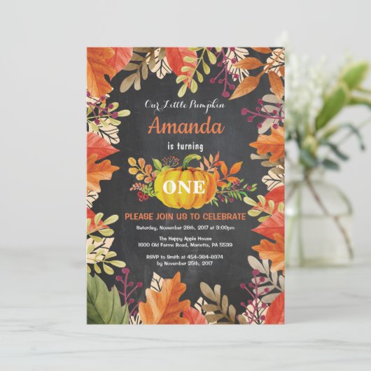 Pumpkin Herfst Birthday Uitnodiging (Staand voorkant)