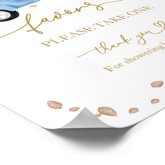 Pumpkin Herfst Boy Baby shower Favors Sign Poster (Hoek)