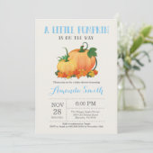 Pumpkin Herfst Boy Baby shower Invitation Card Kaart (Staand voorkant)