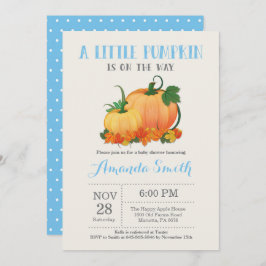Pumpkin Herfst Boy Baby shower Invitation Card Kaart