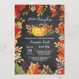 Pumpkin Herfst Boy Baby shower Invitation Chalkboa Kaart