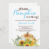 Pumpkin Herfst Boy Baby shower Invitation Kaart (Voorkant / Achterkant)