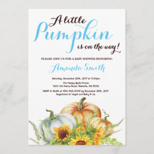Pumpkin Herfst Boy Baby shower Invitation Kaart