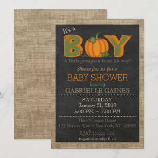 Pumpkin Herfst Boy Baby shower Land Uitnodiging