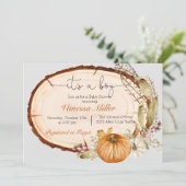 Pumpkin Herfst Boy Baby shower Uitnodiging (Staand voorkant)