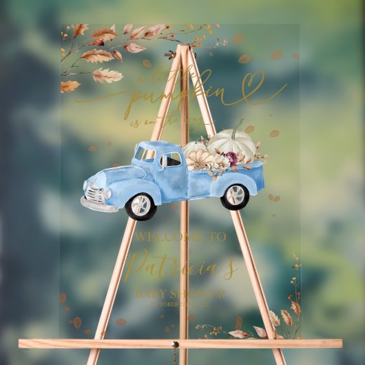 Pumpkin Herfst Boy Baby shower Welkomstbord Acryl Bord (Neutraal)