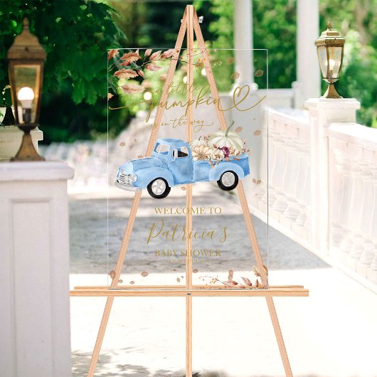 Pumpkin Herfst Boy Baby shower Welkomstbord Acryl Bord