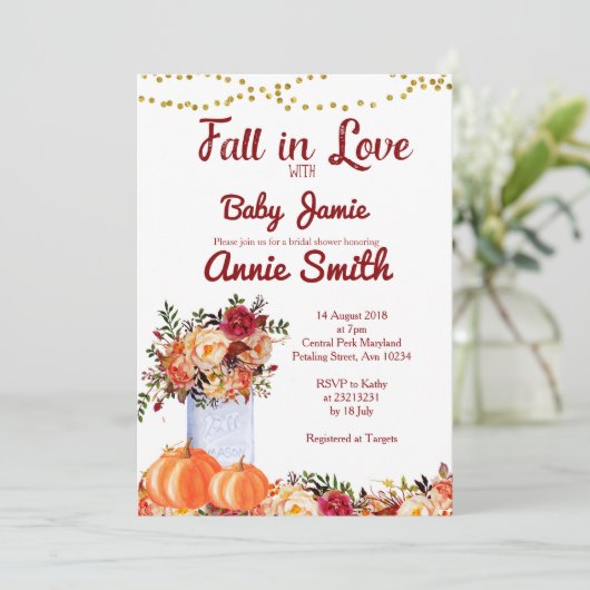 Pumpkin herfst bruids douche uitnodiging (Staand voorkant)