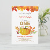 Pumpkin Herfst eerste verjaardag Glitter Kaart (Staand voorkant)