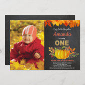 Pumpkin-Herfst, eerste verjaardag Gold-alkboard Kaart (Voorkant / Achterkant)