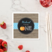 Pumpkin Herfst eerste verjaardag van Blue Napkin Servet (Insitu)