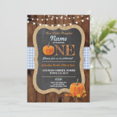 Pumpkin Herfst First Birthday Party Boy Invite Kaart (Staand voorkant)