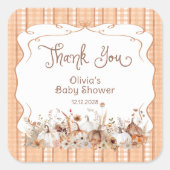 Pumpkin Herfst Floral Baby shower Hartelijk dank Vierkante Sticker (Voorkant)