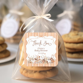 Pumpkin Herfst Floral Baby shower Hartelijk dank Vierkante Sticker