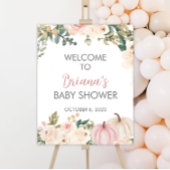 Pumpkin Herfst Floral Baby shower Welkom Poster