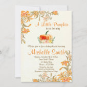 Pumpkin Herfst Floral Rustic Baby shower-uitnodigi Kaart (Voorkant)