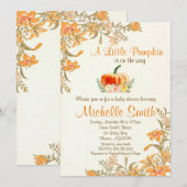 Pumpkin Herfst Floral Rustic Baby shower-uitnodigi Kaart (Voorkant / Achterkant)