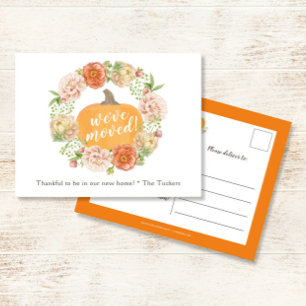 Pumpkin Herfst Floral Wreath We hebben Bewegd Briefkaart