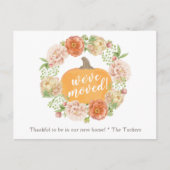 Pumpkin Herfst Floral Wreath We hebben Bewegd Briefkaart (Voorkant)