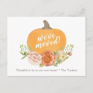 Pumpkin Herfst Floral Wreath We hebben verhuisd Briefkaart