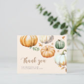 Pumpkin Herfst Foliage Baby shower Bedankkaart (Staand voorkant)