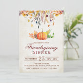 Pumpkin Herfst Friendsgiving Dinner Invitation Kaart (Staand voorkant)