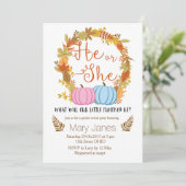 Pumpkin herfst Geslacht onthullen uitnodiging (Staand voorkant)