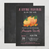Pumpkin Herfst Girl Baby shower Invitation Kaart (Voorkant / Achterkant)