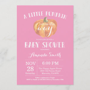 Pumpkin Herfst Girl Baby shower Invitation Pink Kaart