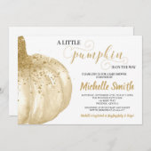 Pumpkin Herfst Gold Glitter Boho Autumn Baby showe Kaart (Voorkant / Achterkant)