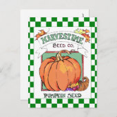 Pumpkin-Herfst Harvest-Seed Packet Briefkaart (Voorkant / Achterkant)