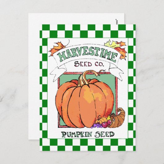 Pumpkin-Herfst Harvest-Seed Packet Briefkaart (Voorkant / Achterkant)