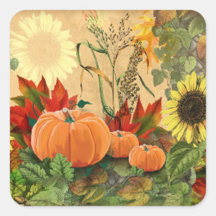 Pumpkin Herfst Harvest Vierkante Sticker