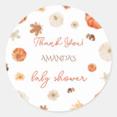 Pumpkin Herfst herfst Baby shower dank u Ronde Sticker (Voorkant)