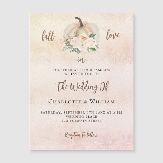 Pumpkin-herfst in de liefde voor crème, brutale br magnetische uitnodiging (Voorkant)