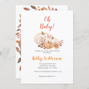 Pumpkin Herfst oh baby shower uitnodiging