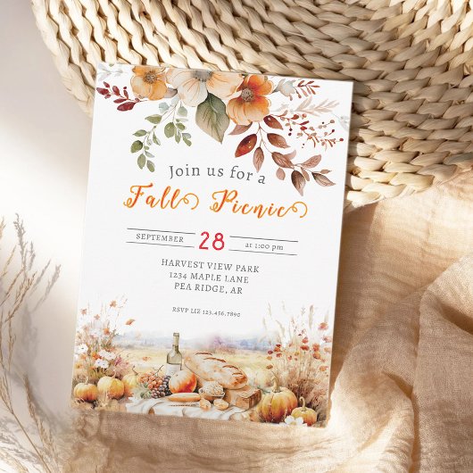 Pumpkin Herfst picknick uitnodiging