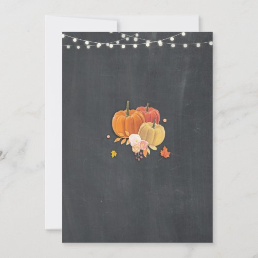 Pumpkin Herfst Rustic Chalk Invite Kaart (Achterkant)